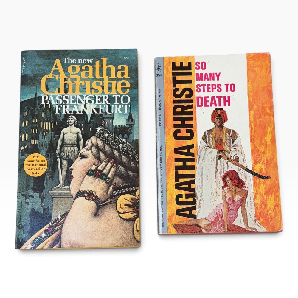 Agatha Christie Vintage Paperback Lot Passenger to Frankfurt So Many Steps Death